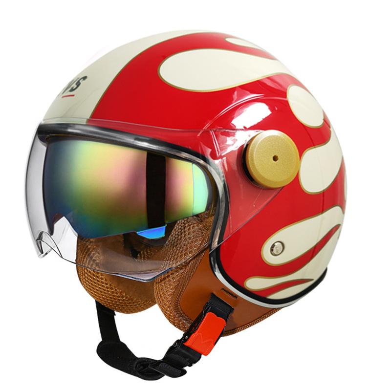 Lightweight Vintage Motorcycle Helmet With Dual Visor Motorbike Riding 3/4 Open Half Helmet Retro Casco Moto 3C & Dot