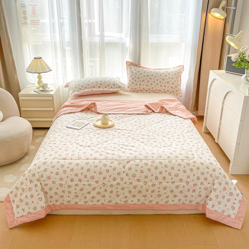 

Пасторальный цветочный принт летнее одеяло 100% хлопок для дома и спальни мягкое дышащее кондиционируемое стеганое одеяло машинная стирка 150x200cm Single 1Pc