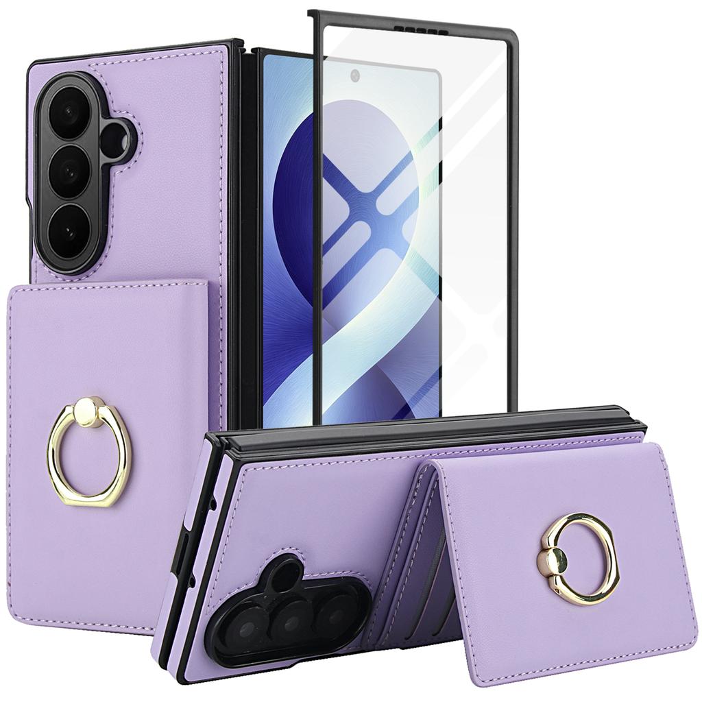 For Samsung Galaxy Z Fold 8 Ultra Fold 7 6 5 4 3 Case, Flip Wallet Case with Card Holder Magnetic Closure Shockproof Kickstand