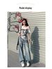 Women's Spring 2025 Retro American Light Blue Jeans - Loose Casual Slim Fit Straight Wide Leg Pants