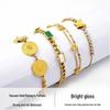 Elegant Gold-Plated Double-Layer Butterfly Bracelet with Diamonds, Fashionable Titanium Steel Jewelry for Women