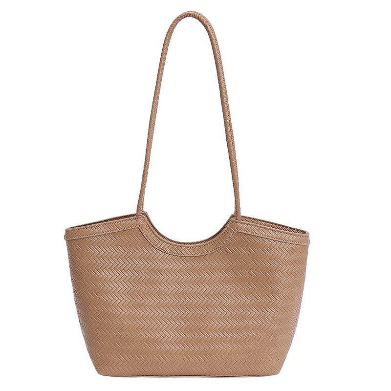French Retro Woven Underarm Tote - Large Capacity Single Shoulder Handbag Casual Basket for Vacation
