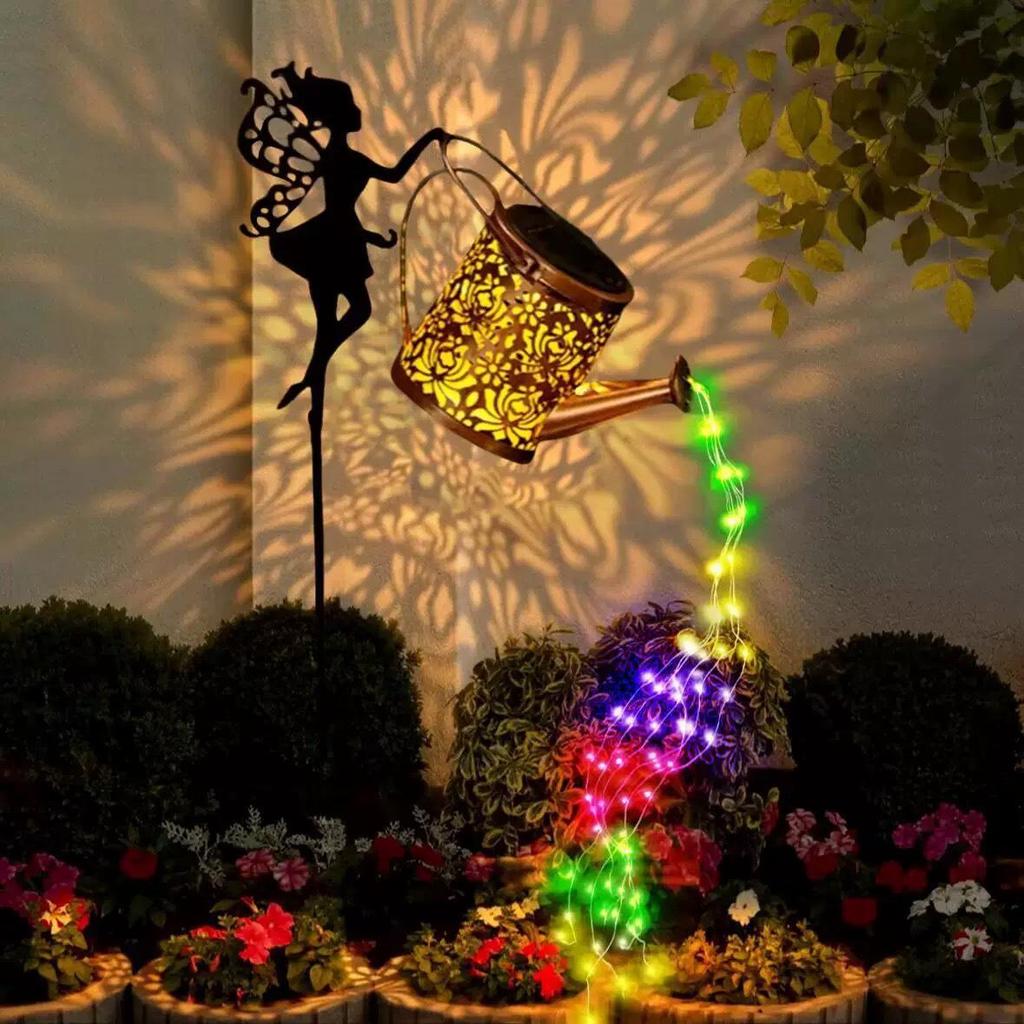 Angel Garden Outdoor Solar Courtyard Light - Copper Coin Kettle Design