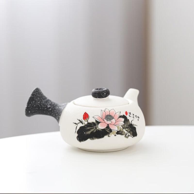 Chinese Ceramic Side Handle Teapot Set with 4 Cups - Gift Box