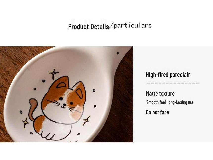 Ceramic Cat Food Spoon with Long Handle - Mold-Resistant, Anti-Dog Design for Feeding Strips and Cans