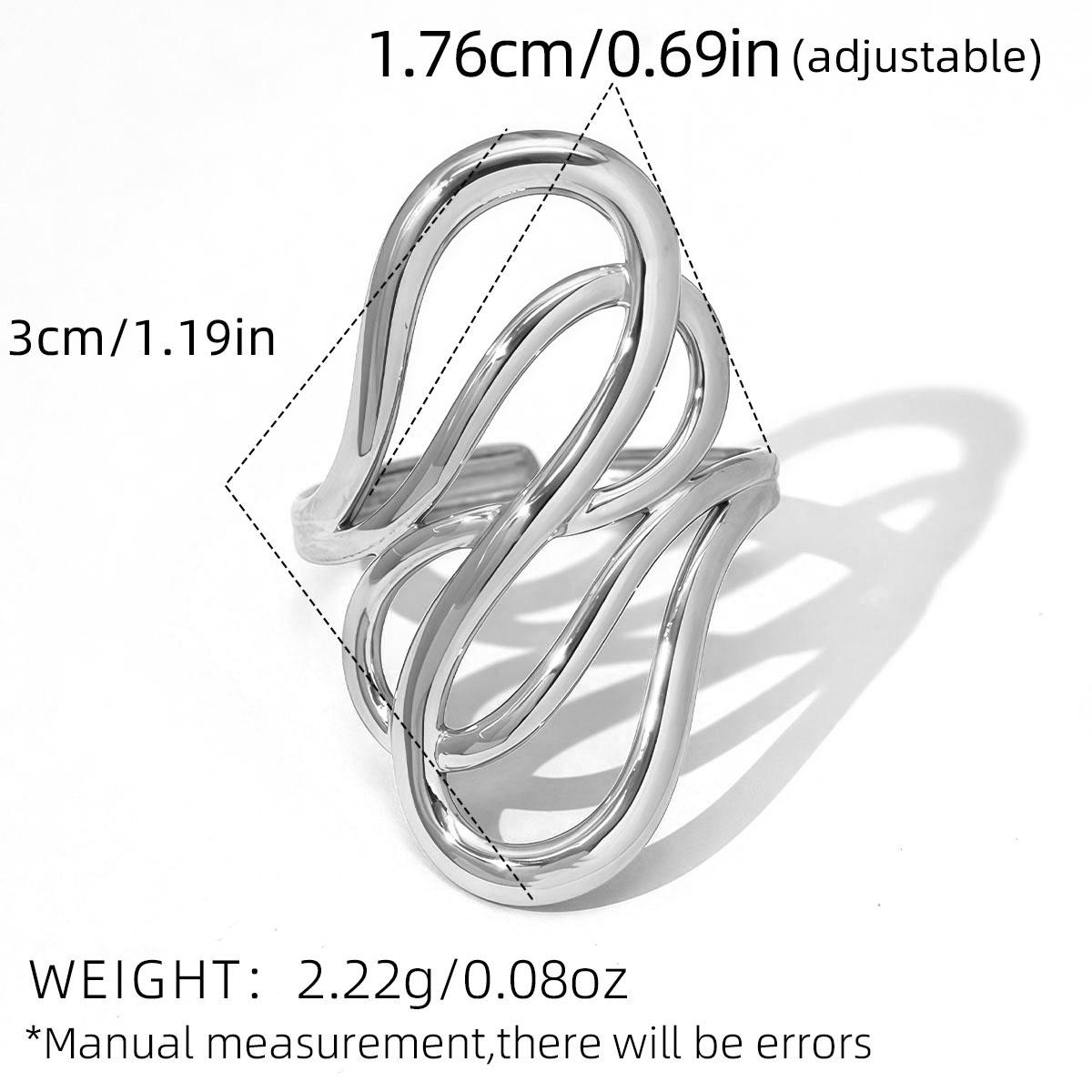 

Stainless Steel Irregular Wave Rings for Women resizable