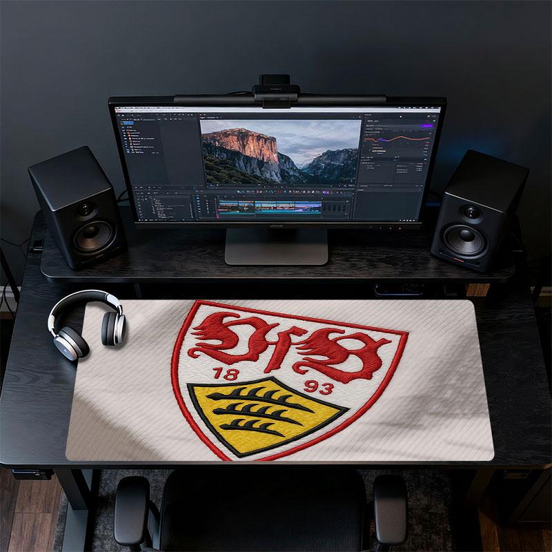 VfB Stuttgart Mouse Pad, Large Gaming Desk Mat, Non-slip XXL Mousepad for Laptop & Tablet, Mini PC Playmat with Stitched Edges