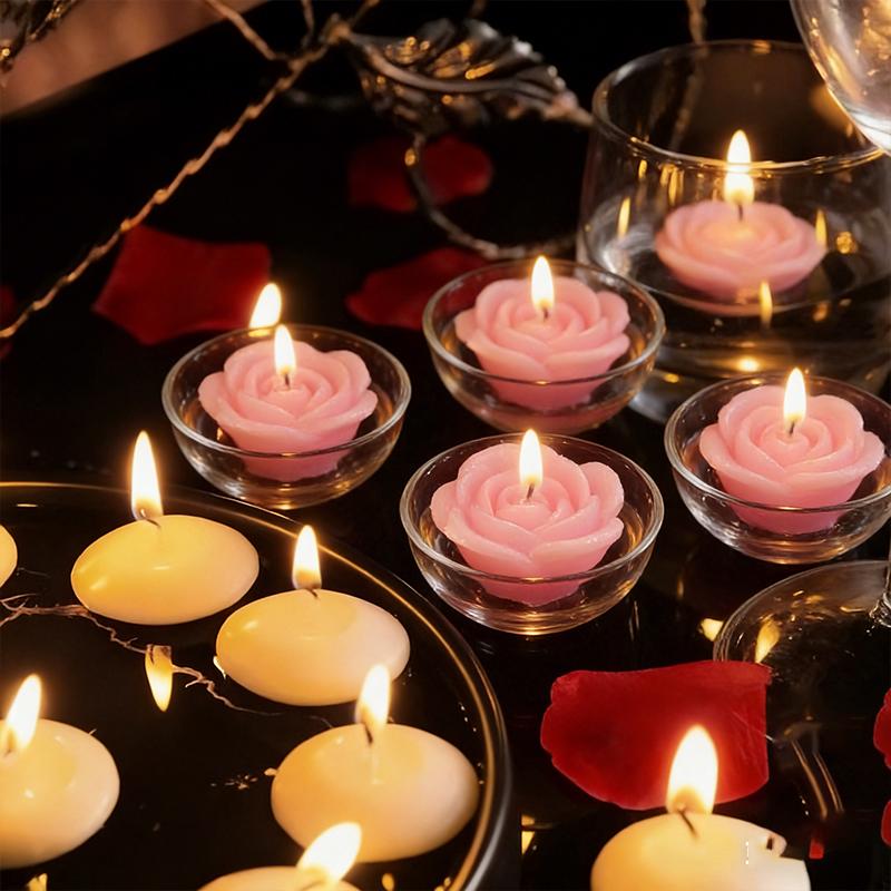 Rose-shaped Lamp Floating Candle Dinners Anniversary Weddings  Events DIY Decor Party Supplies Romantic Flame Candlelight Candle
