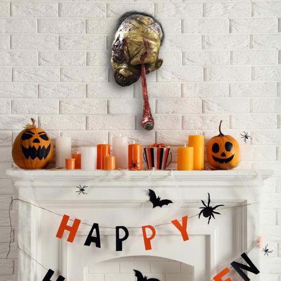Zombie Head Halloween Decoration Resin Scary Severed Blood Head with Movable Tongue for Halloween Party Indoor Outdoor Bar Haunted House Decor