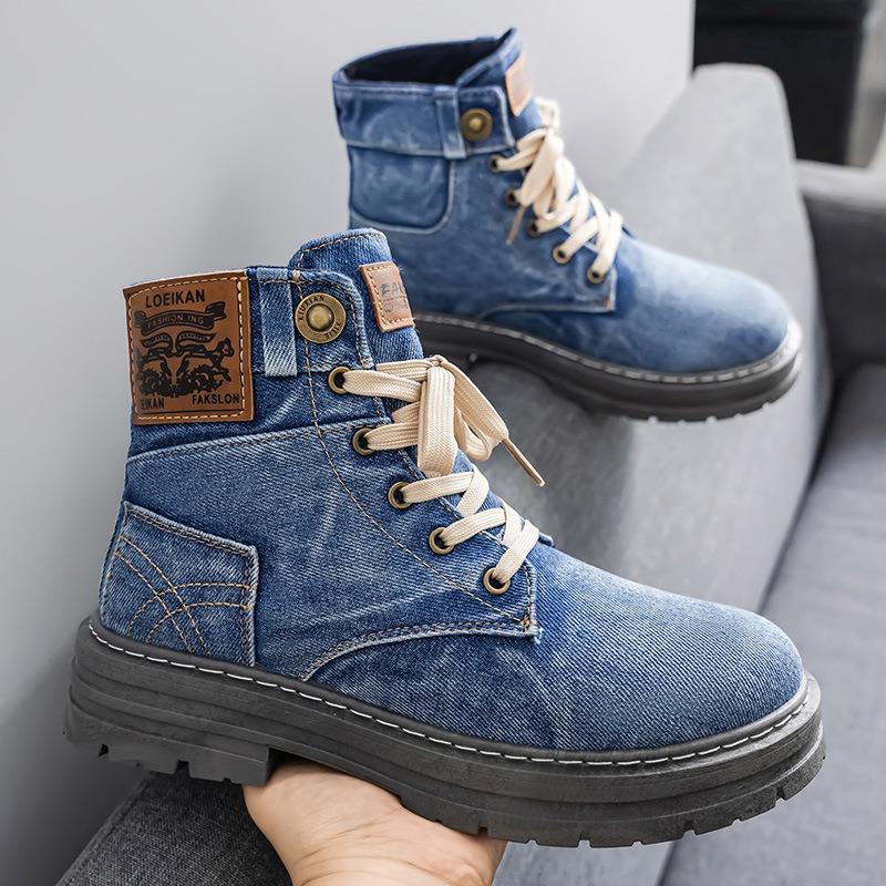 

Осенние новые мужские ботинки Мартин большого размера с высоким берцем, джинсовые повседневные ботинки, рабочие модные мужские ботинки 48