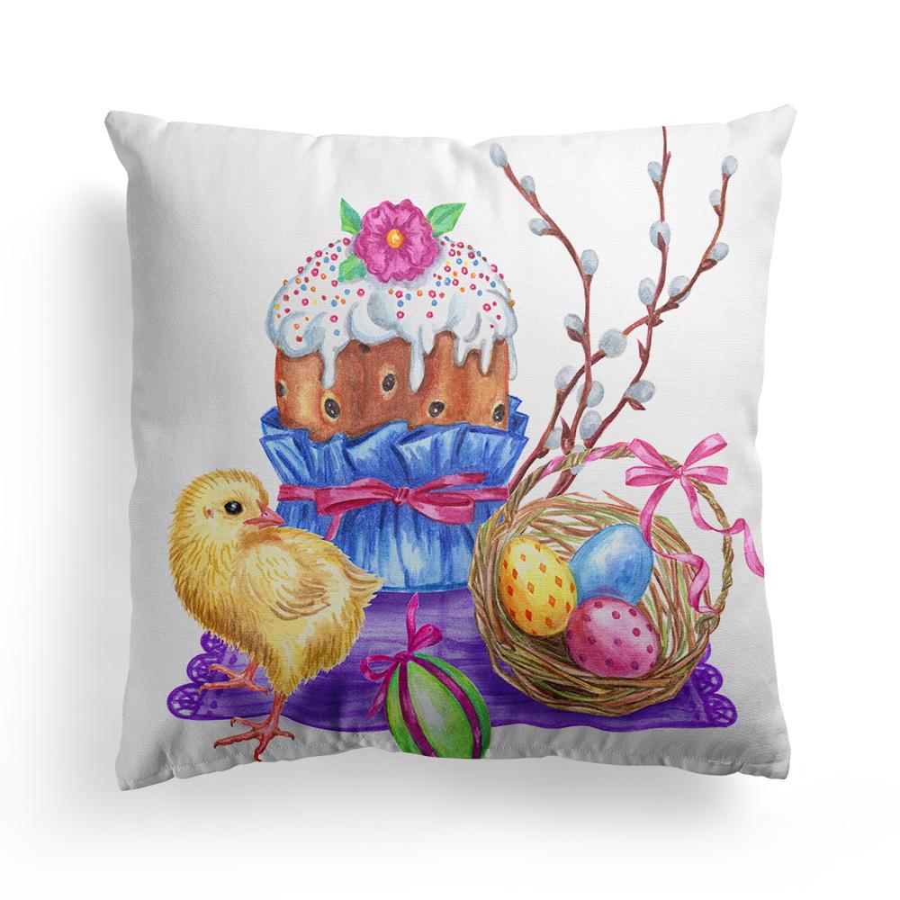 Easter Pillowcase Nordic Festival Rabbit Flowers Garland Home Peach Leather Velvet Pillow Cushion Cover