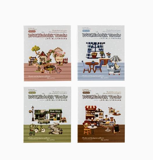 

4packs/lot Kawaii Stationery Stickers Patchwork Town Diary Planner Decorative Sticker Scrapbooking Journal DIY Craft