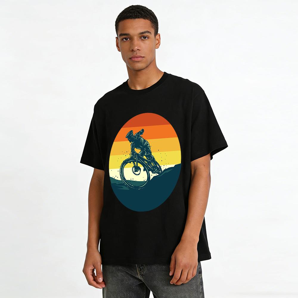 Vintage Mountain Biking Graphic Casual Tee Pure Cotton T-shirt