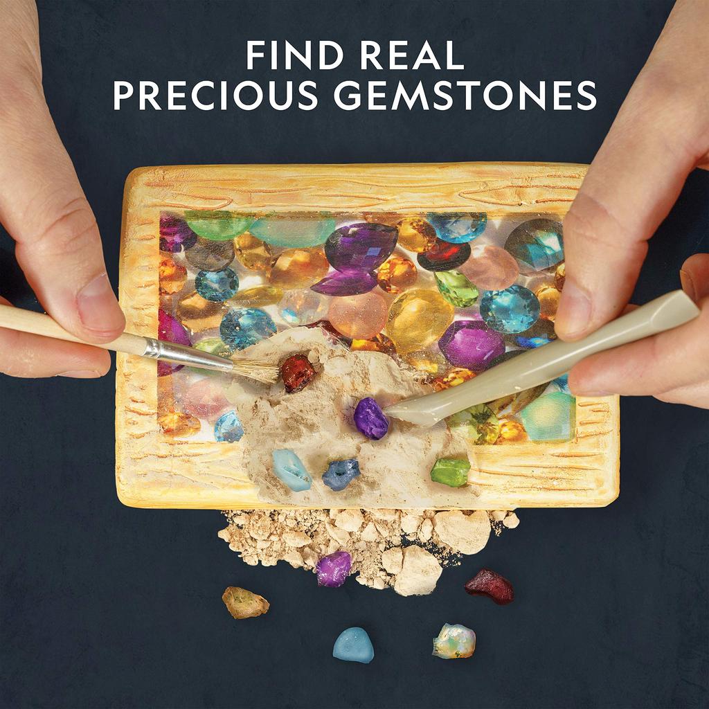 National Geographic Stone Excavation Kit A Gem Excavation Kit with 15 Stones Including Blue and More Semi-Precious – Kids' Semi-Precious Amethyst,