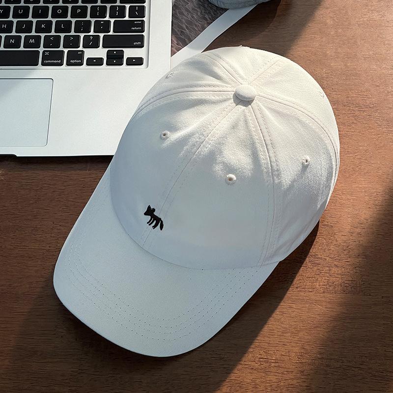 Hat Female Cap Cute Fox Versatile Face Small Embroidery Baseball Cap Hat To Deepen Autumn and Winter