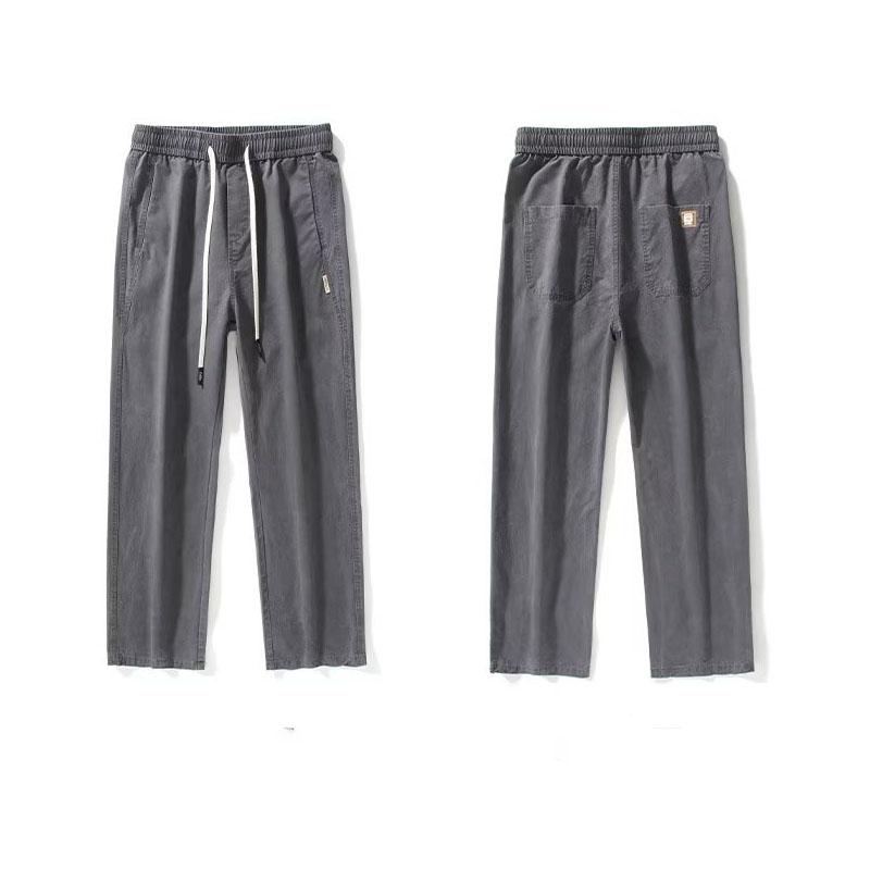 100% Bavlna Rovné Ležérní Kalhoty Pánské Pracovní Široké Nohy Hnědé Dlouhé Kapsáčové Kalhoty Volné Stahovací Tepláky Pánské