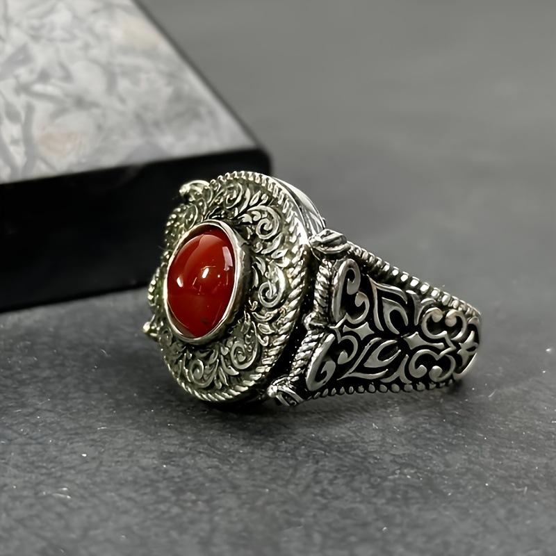 Retro Ethnic Style Ring Men's Carved Ring European and American Trend Jewelry