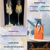 DIY Crushed Diamond High-Stemmed Wedding Toasting Glasses Pair - Handmade Bride & Wedding Gift