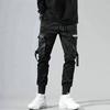 Spring Casual Pants Men Slim Fit Cotton Harem Pants Black Ribbons Ankle Length Joggers Men