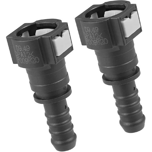 2pcs Fuel Line Quick Connect Straight Push-On Single Barb Adapter Connector for 3/8 to 3/8 Rubber Tubing Replace Parts