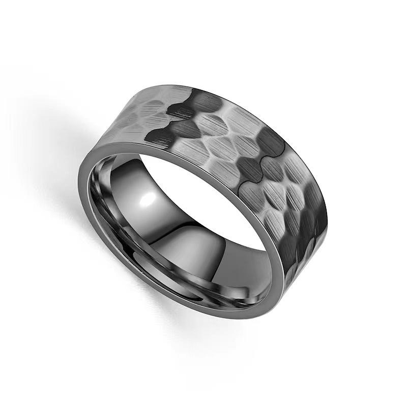 1Pcs Stainless Steel Ring with Raised and Recessed Patterns. Simple Ring.