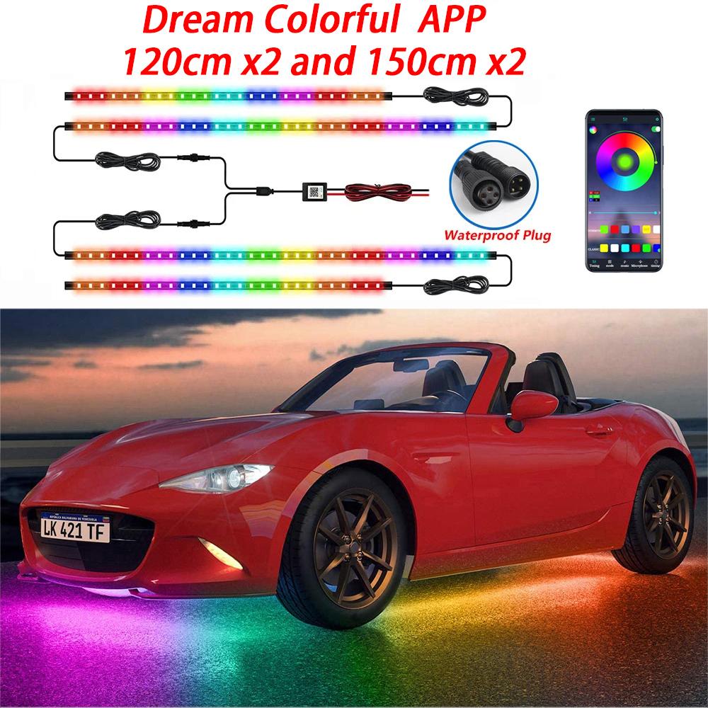Neon Car Flexible Underglow Strip Light LED Underbody Ambient Light with App Control RGB Auto Atmosphere Decorative Lamps 12V