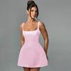 European and American Women's Clothing Summer New Solid Color Elegant Sleeveless Suspender High Waist A Word Short Dress