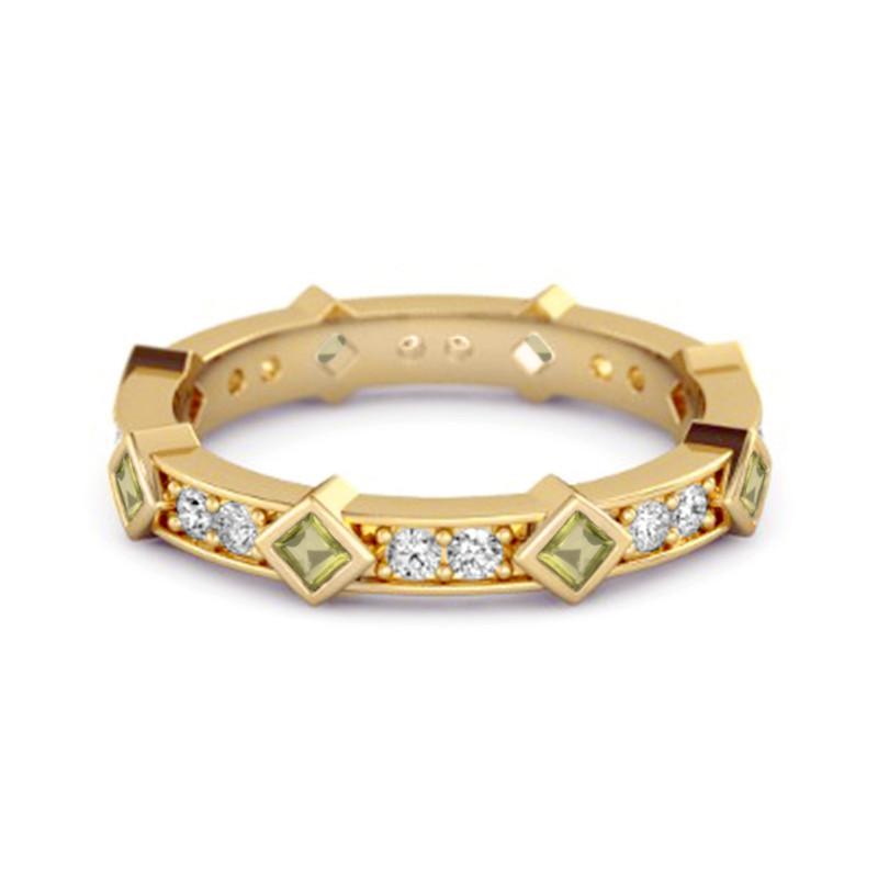 Peridot Eternity Band Ring - Sterling Silver Gold Vermeil