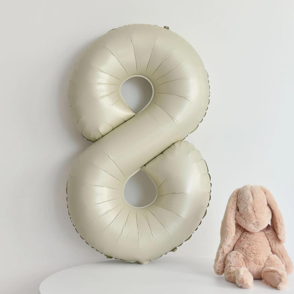 40-Inch Caramel Cream Number Balloons - Aluminum Foil Birthday Party Decoration for Kids and Adults