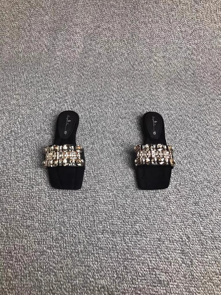 Fashion fairy wind flash rhinestone sandals wear 2025 summer with skirts casual open-toed slippers increase height