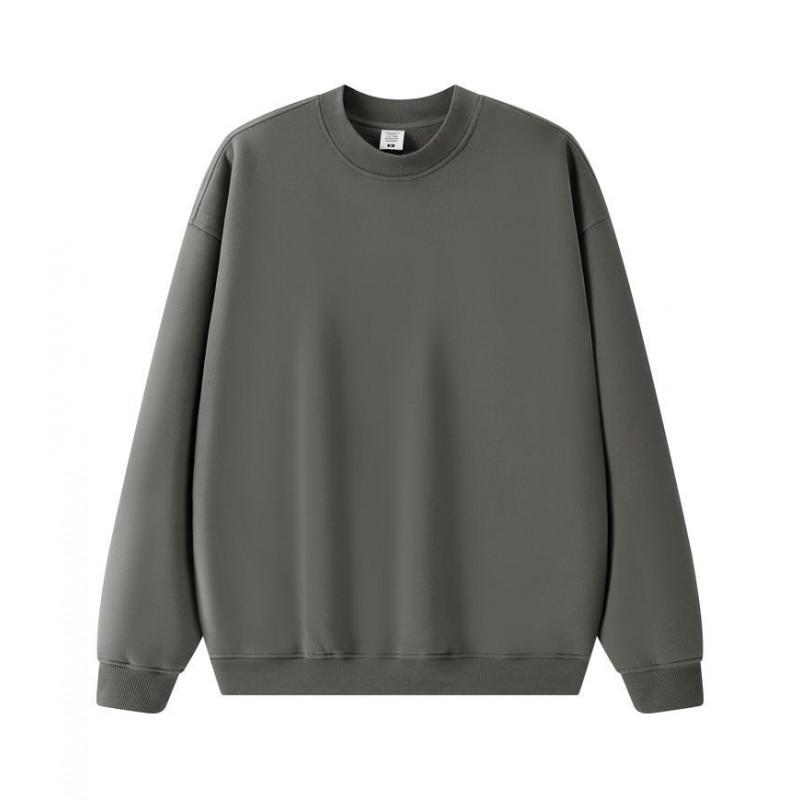 Herren Oversized Uni Farbe Fleecegefüttert Rundhals Sweatshirt Herbst Winter Lässig Streetwear Unisex