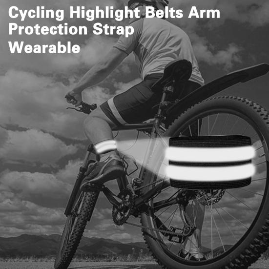 1 Pair Cycling Wristbands Reflective Hand Leg Extra Wide Stretchable Strips Portable Strap Riding Safety