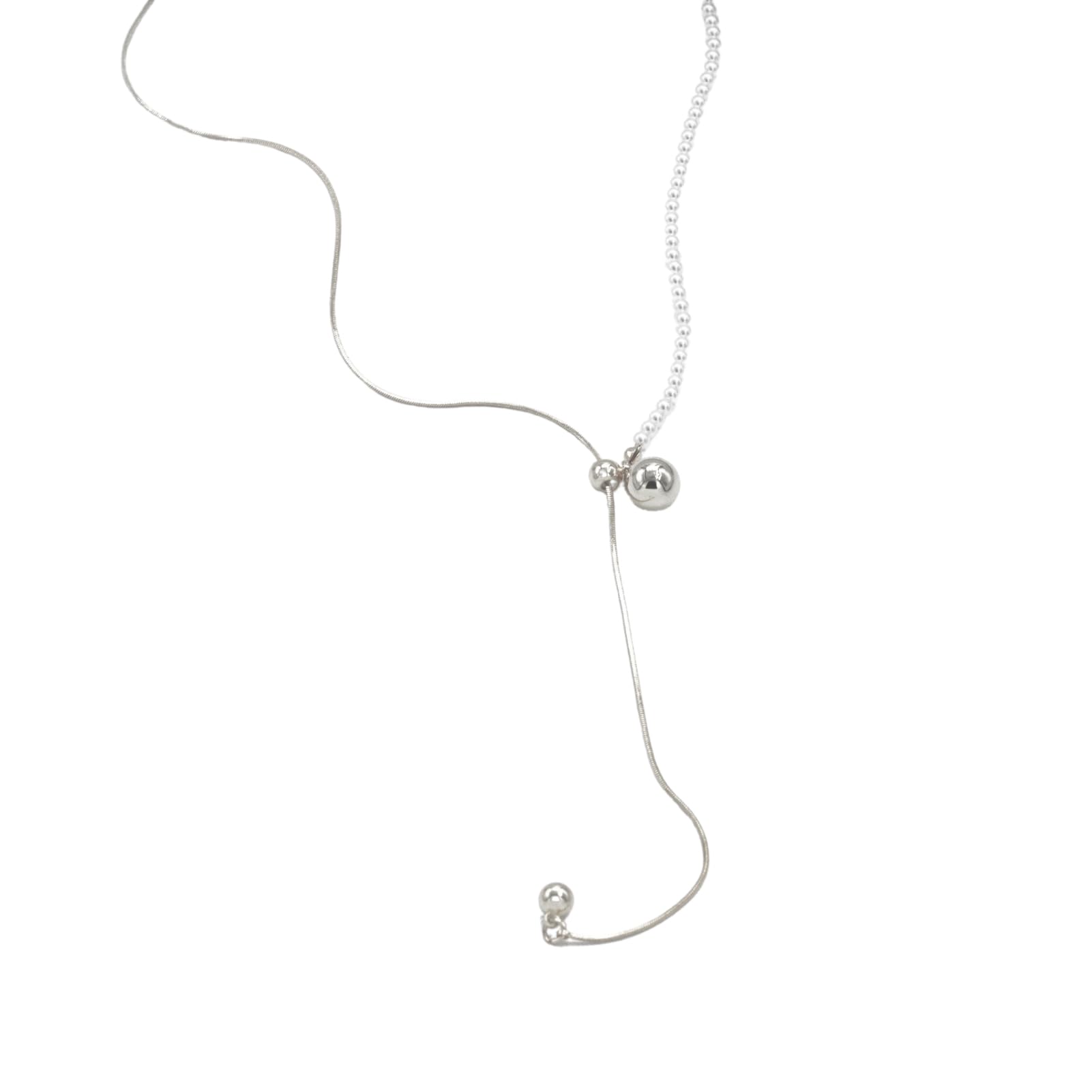 

Ожерелье Длинное Ожерелье Жемчуг Популярное Золото Серебро Гипоаллергенное Простое и Красивое [Moonstan] Женское (Серебряный)