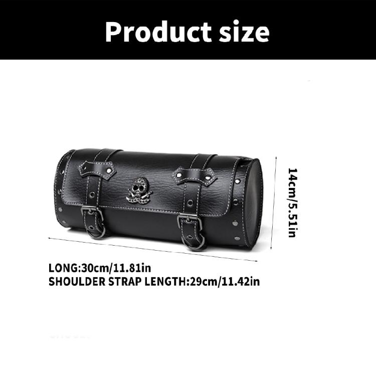 Skull Pattern PU Storage Pouch Motorbike Tool Bag Motorcycle Front Bag Front Fork Handlebar Bag Saddlebag