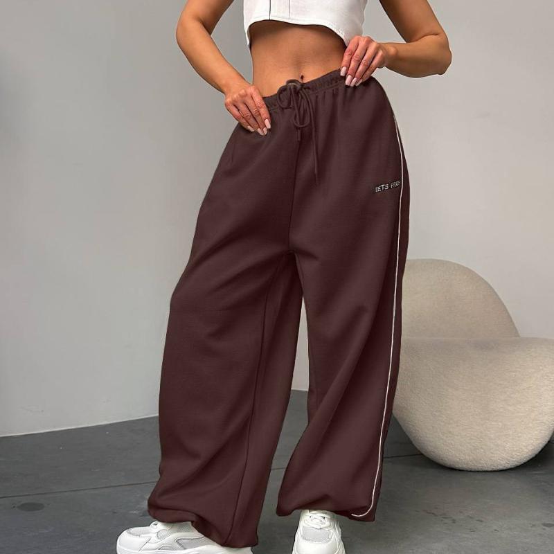 European and American Striped Women's Spring and Autumn Loose Wide Leg Sports Pants