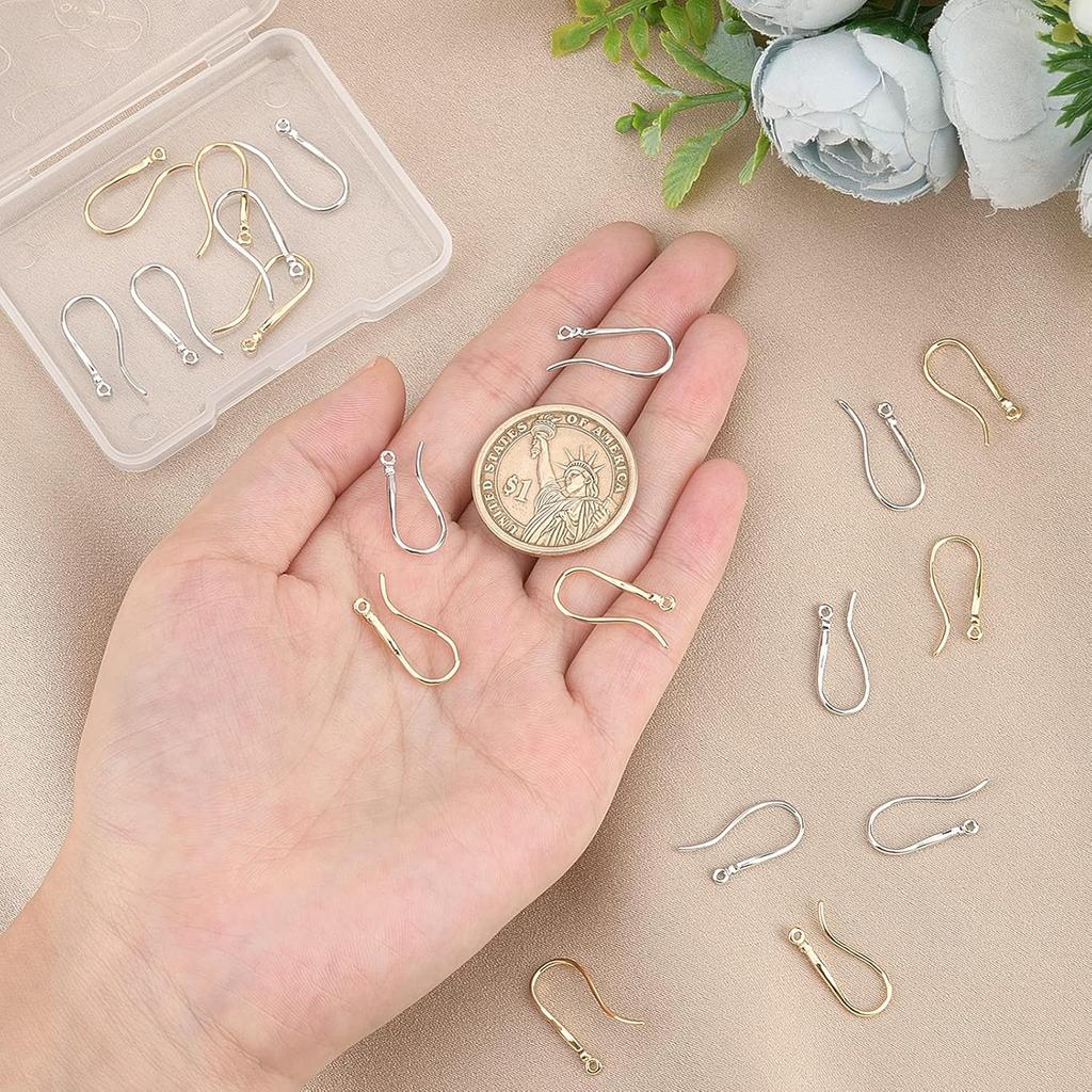 PH PandaHall 20pcs 18K Gold Plated Earring Hooks, French Ear Wire Golden Platinum Fishhook Hoop Earrings Brass Earring Findings Component for DIY