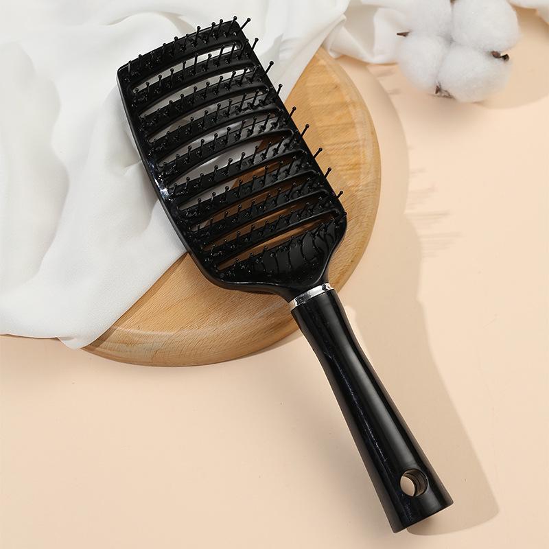 

Huiyun Ребристая расческа с изогнутой ручкой из щетины кабана - Разглаживает волосы, предотвращает спутывание