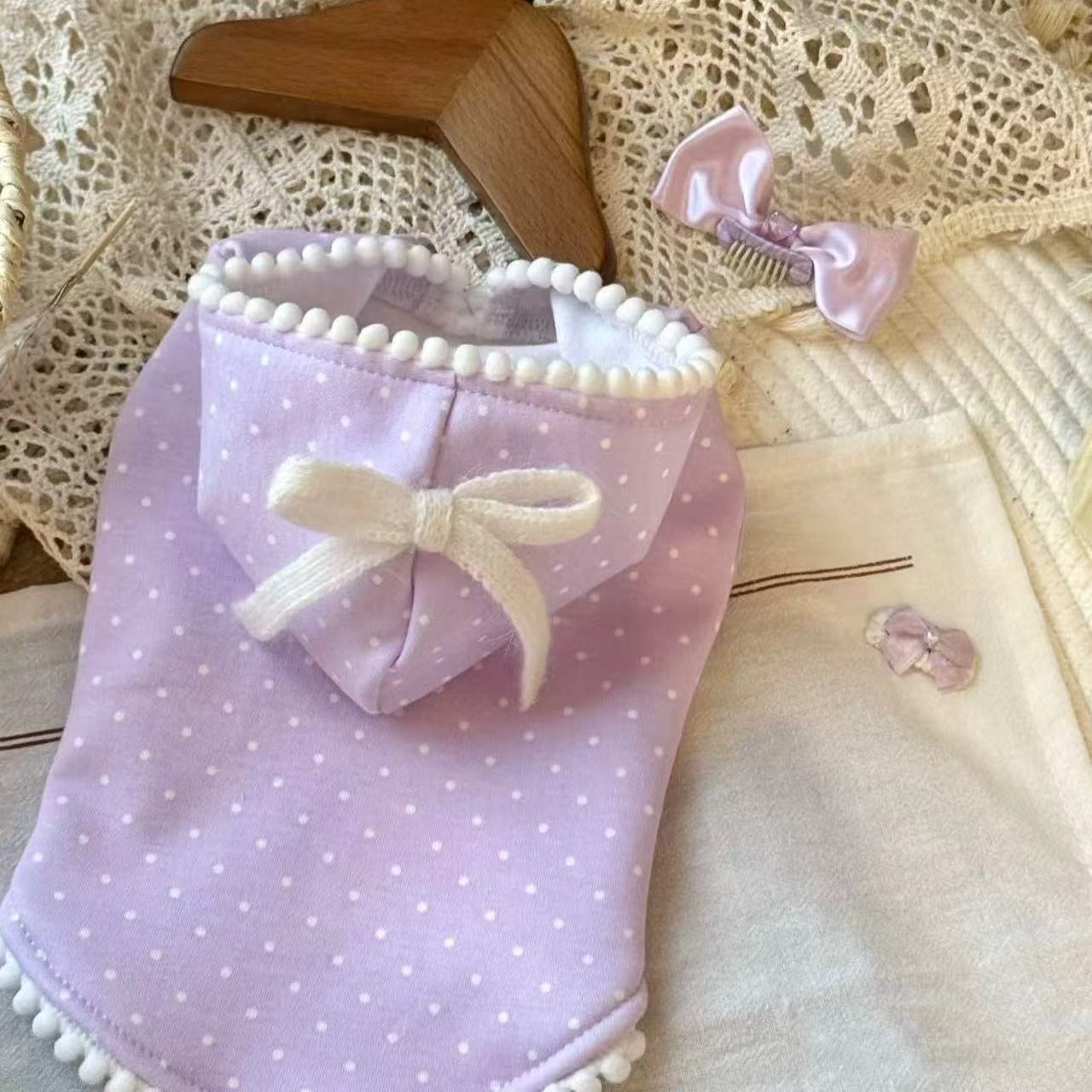 Autumn/Winter Pet Bow Hoodie Teddy Schnauzer Kitten Dog Clothes Hoodie Dog Clothes for Small Dogs Puppy Clothes (as the picture,XS)