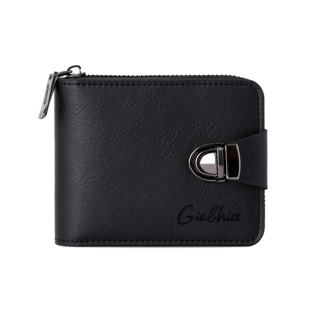 Men's Wallet Retro Business Design Short Zip Coin Purse for Men Multi-Functional Large Capacity Organizer with Many Card Slots