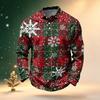 Men's Golf Shirt Long Sleeve Casual Christmas Print Quick-Dry Mesh Top