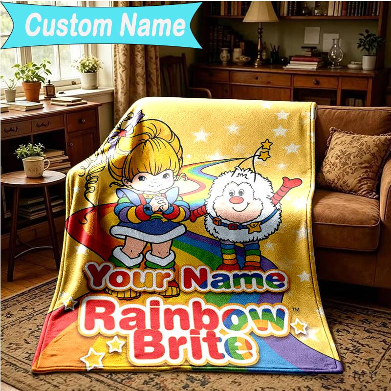 1PC Custom Name Blanket Rainbow Adventure Flannel blankets Patterns Throw Blanket All-Season Soft Gift for Couch, Bed, Camping, Birthday gifts