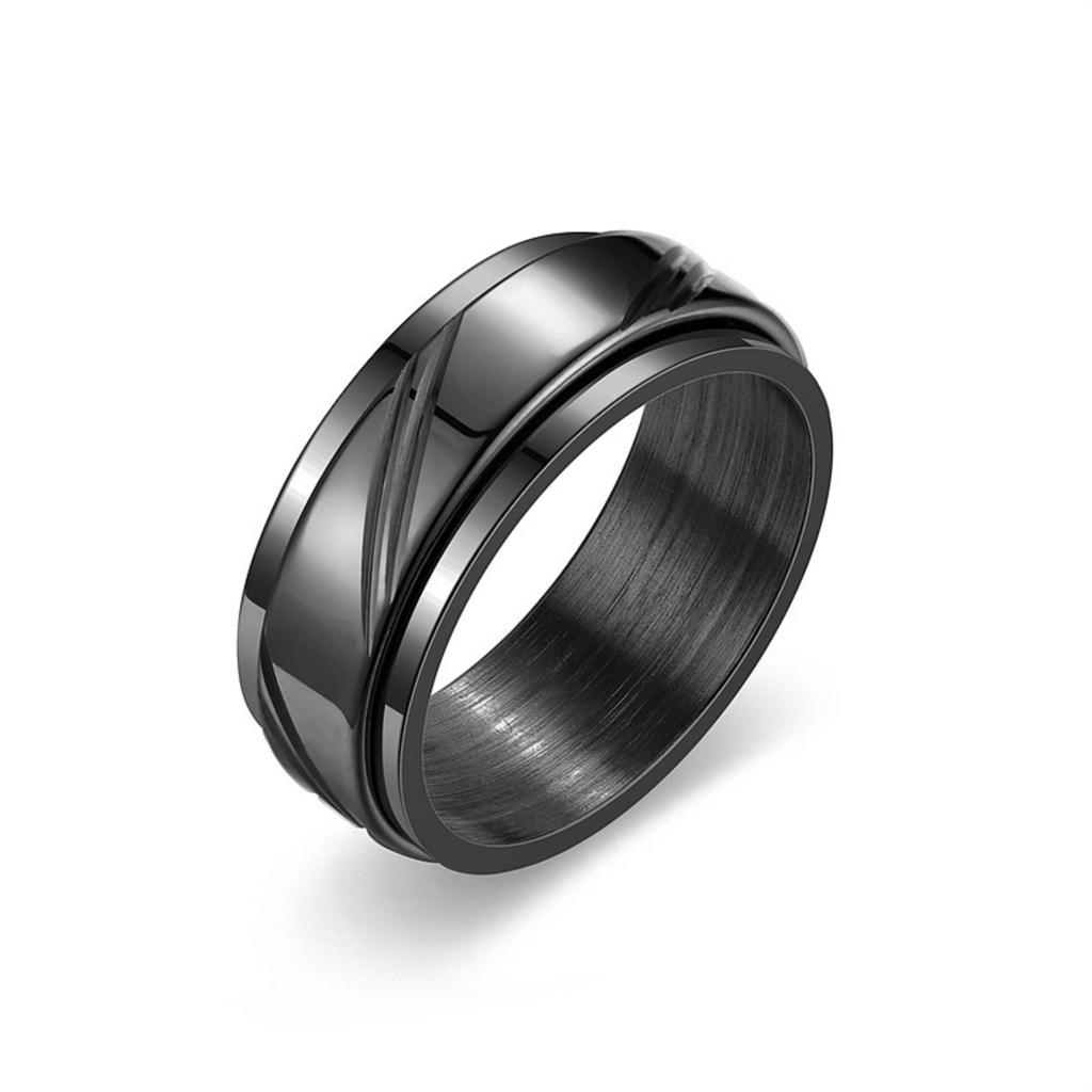 Men's Stainless Steel Band Ring with Geometric Groove Design Durable Comfort Fit Fashion Jewelry for Daily Wear and Special Occasions