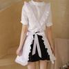 White Home Kitchen Apron Waterproof Oil Resistant Lace Trim Cross Back Strap Smock for Nail Salon Workwear