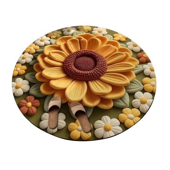 Floral Plush Diatomaceous Earth Floor Mat 3D Visual Flower Pattern Diatom Mud Floor Rugs