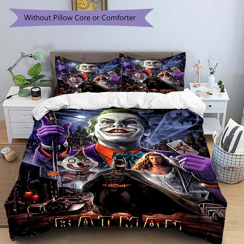 3pcs Joker, Batman Duvet Cover Set (1 Duvet Cover + 2 Pillowcases, No Core) - Comfortable, And Breathable Bedroom Decoration Yy251104016