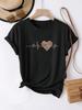 Women'S Casual Crew Neck Short Sleeve T-Shirt with Leopard Heart Print Casual Wear Leopard Print Top Ladies T Shirts