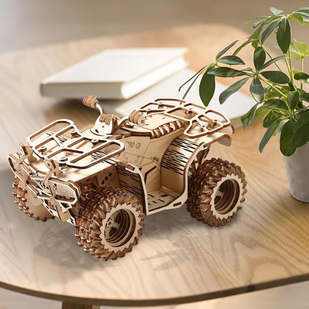 3D Wooden Puzzle for Adults Mechanical Beach Car DIY Vehicle Model Building Kit Handicraft Wood Craft Toy Birthday Gift for Kids
