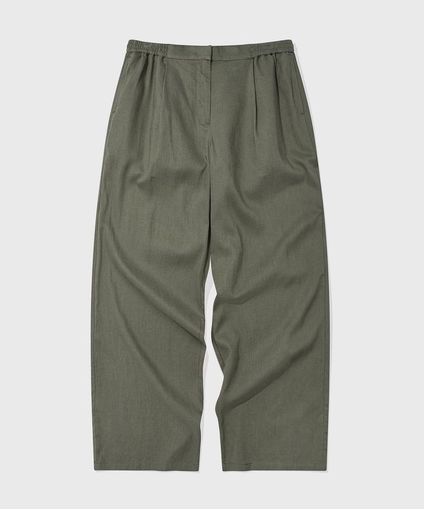 KIIMUIR (Women) Summer Semi-Wide Linen Pants_Khaki