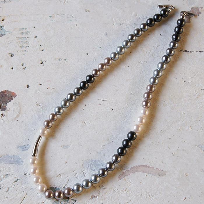 Treaju Gray Gradation Pearl Necklace