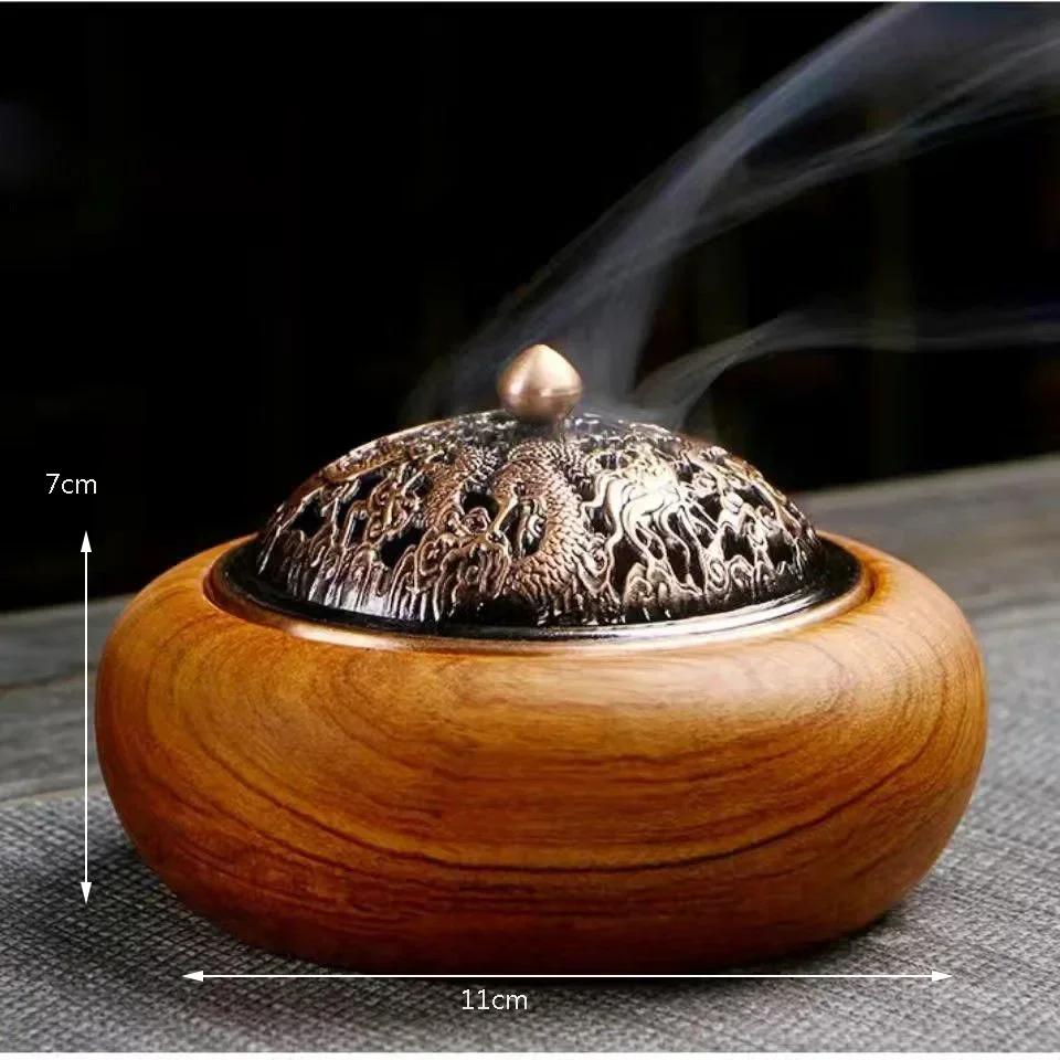 Indoor Sandalwood Incense Holder Walnut Wood Incense Burner Household Moxibustion Base Mugwort Pillar Incense Burner Decoration
